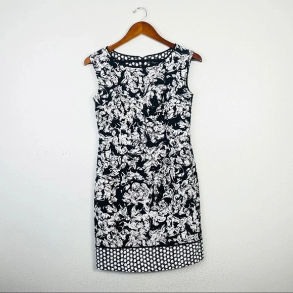 Ann Taylor Sleeveless Sheath Dress Black & White Size 2P - Picture 1 of 8